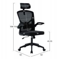 ΚΑΡΕΚΛΑ ΓΡΑΦΕΙΟΥ FLOATER HM1230.01 ΜΑΥΡO MESH & PP 62x62x106-116Υεκ
