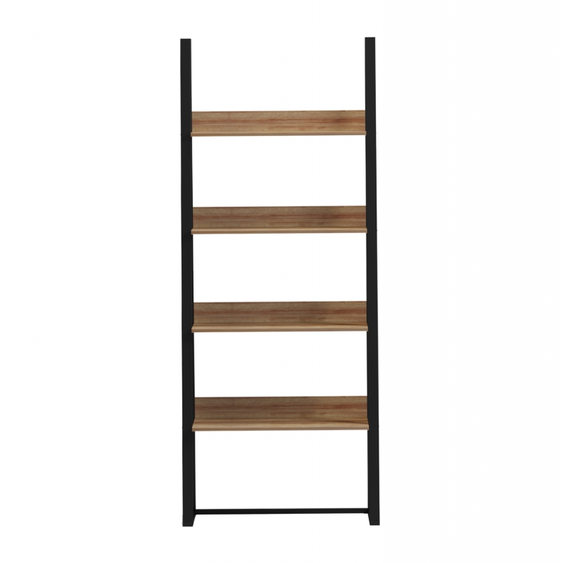 ΡΑΦΙΕΡΑ IZABEL HM18376.01 ΜΕΤΑΛΛΟ--ΜΕΛΑΜΙΝΗ ΣΕ OAK 75x36x185Υεκ.