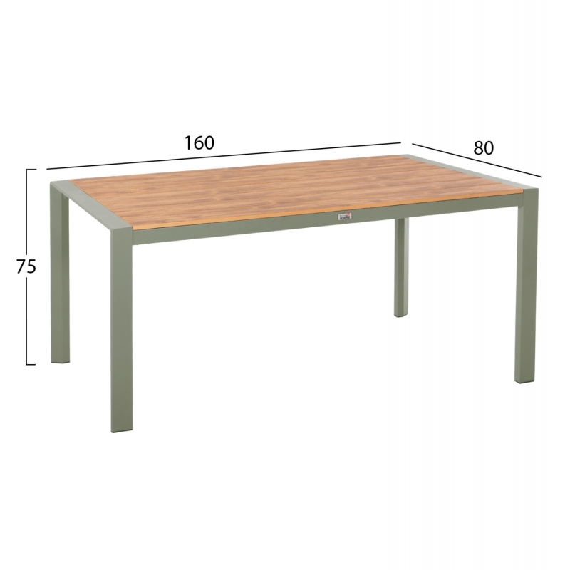 ΤΡΑΠΕΖΙ ΕΞΩΤ.ΧΩΡΟΥ GOYA HM6059.07 ΑΛΟΥΜΙΝΙΟ ΣE OLIVE GREEN & POLYWOOD 160X80Χ75Υεκ.