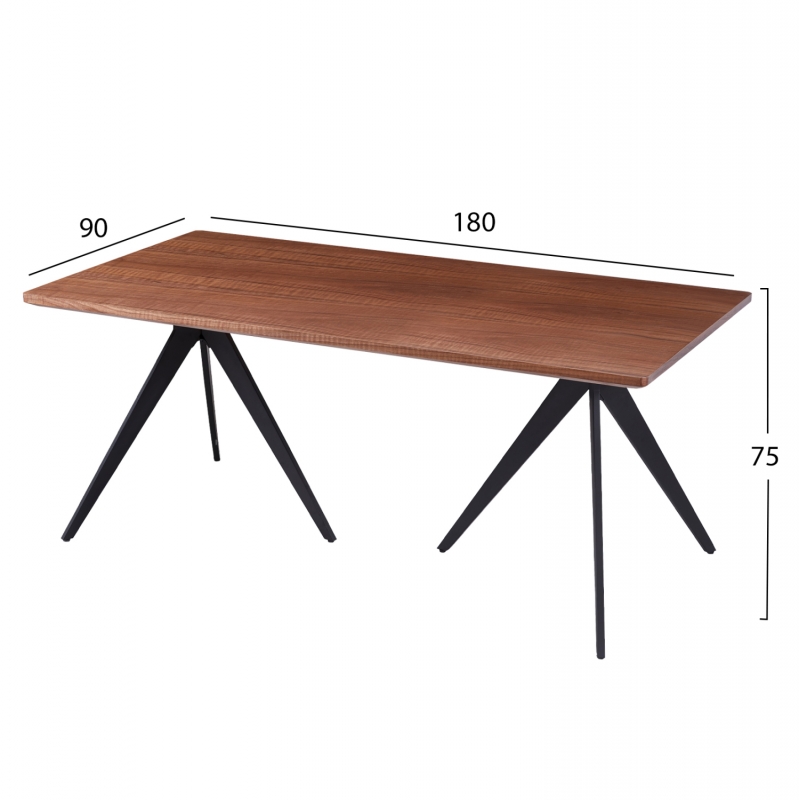 ΣΕΤ ΤΡΑΠΕΖΑΡΙΑΣ 7ΤΜΧ DRENNY HM10936.03 MDF TOP ΚΑΡΥΔΙ--ΥΦΑΣΜΑ TAUPE & ΜΕΤΑΛΛΟ ΜΑΥΡΟ