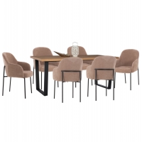 ΣΕΤ ΤΡΑΠΕΖΑΡΙΑΣ 7ΤΜΧ MANIDO HM10949.03 MDF TOP--ΥΦΑΣΜΑ TAUPE & ΜΕΤΑΛΛΟ ΜΑΥΡΟ