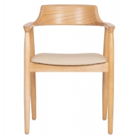 ΠΟΛΥΘΡΟΝΑ ΤΡΑΠΕΖΑΡΙΑΣ TARGA HM18336.11 RUBBERWOOD ΦΥΣΙΚΟ & PU ΕΚΡΟΥ 58x54x78Yεκ