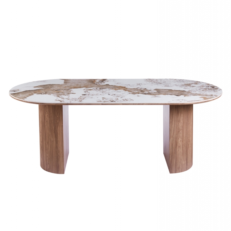 ΤΡΑΠΕΖΙ ΟΒΑΛ MARBLEX HM18428 ΚΕΡΑΜΙΚΟ TOP ΣΕ PANDORA--MDF ΠΟΔΙΑ 210x100x77Υεκ