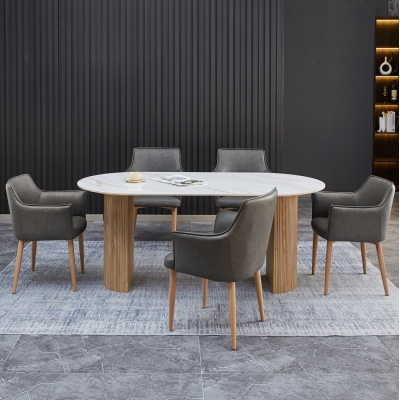 ΣΕΤ ΤΡΑΠΕΖΑΡΙΑΣ 7ΤΜΧ MELLOW HM21360 ΚΕΡΑΜΙΚΟ TOP/MDF ΠΟΔΙΑ--PU ΓΚΡΙ/ΜΕΤΑΛ.ΠΟΔΙΑ