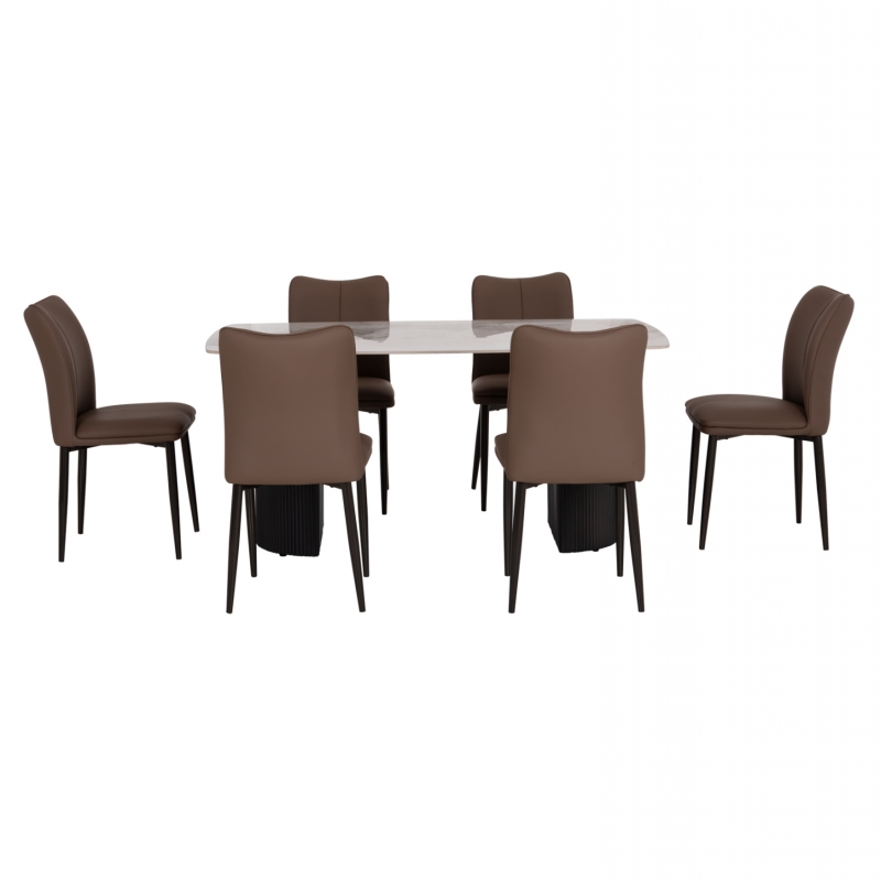 ΣΕΤ ΤΡΑΠΕΖΑΡΙΑΣ 7ΤΜΧ MINAO HM21362 ΚΕΡΑΜΙΚΟ TOP/MDF ΠΟΔΙΑ--PU ΚΑΦΕ/ΜΕΤΑΛ.ΠΟΔΙΑ