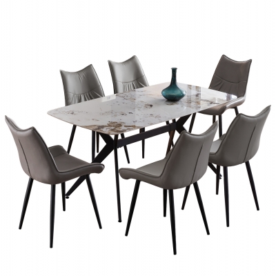 ΣΕΤ ΤΡΑΠΕΖΑΡΙΑΣ 7ΤΜΧ AIKA HM21364 ΚΕΡΑΜΙΚΟ TOP/ΜΕΤΑΛ. ΠΟΔΙΑ--PU ΓΚΡΙ/ΜΕΤΑΛ.ΠΟΔΙΑ
