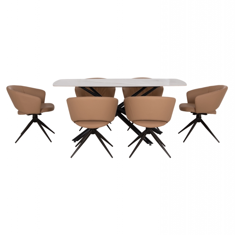 ΣΕΤ ΤΡΑΠΕΖΑΡΙΑΣ 7ΤΜΧ HANAE HM21365 ΚΕΡΑΜΙΚΟ TOP/ΜΕΤΑΛ. ΠΟΔΙΑ--PU ΜΟΚΑ/ΜΕΤΑΛ.ΠΟΔΙΑ