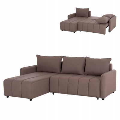 ΓΩΝΙΑΚΟΣ ΚΑΝΑΠΕΣ ΚΡΕΒΑΤΙ ΑΝΑΣΤΡΕΨΙΜΟΣ FREDI HM3312.04 ΚΑΦΕ ΥΦΑΣΜΑ 220x167x85Υεκ