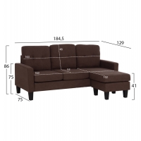 ΚΑΝΑΠΕΣ ΓΩΝΙΑ ΑΝΑΣΤΡΕΨΙΜΗ MEGGY HM3297.12 ΚΑΦΕ ΥΦΑΣΜΑ 184.5x129x86Yεκ. ΚΑΝΑΠΕΣ ΓΩΝΙΑ ΑΝΑΣΤΡΕΨΙΜΗ MEGGY HM3297.12 ΚΑΦΕ ΥΦΑΣΜΑ 184.5x129x86Yεκ.