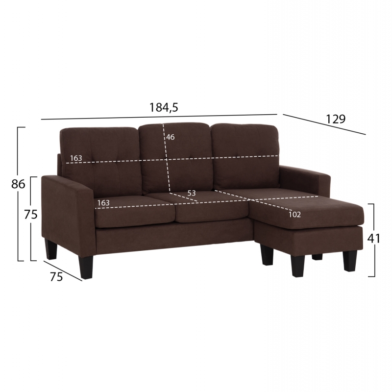 ΚΑΝΑΠΕΣ ΓΩΝΙΑ ΑΝΑΣΤΡΕΨΙΜΗ MEGGY HM3297.12 ΚΑΦΕ ΥΦΑΣΜΑ 184.5x129x86Yεκ. ΚΑΝΑΠΕΣ ΓΩΝΙΑ ΑΝΑΣΤΡΕΨΙΜΗ MEGGY HM3297.12 ΚΑΦΕ ΥΦΑΣΜΑ 184.5x129x86Yεκ.