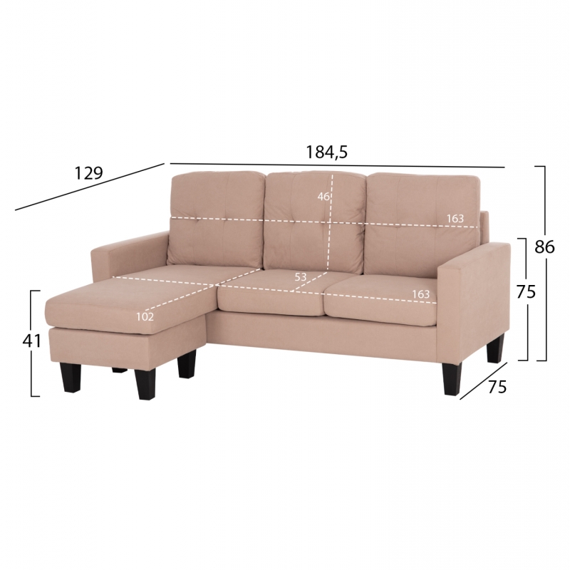 ΚΑΝΑΠΕΣ ΓΩΝΙΑ ΑΝΑΣΤΡΕΨΙΜΗ MEGGY HM3297.13 ΜΠΕΖ ΥΦΑΣΜΑ 184.5x75-129x86Yεκ. ΚΑΝΑΠΕΣ ΓΩΝΙΑ ΑΝΑΣΤΡΕΨΙΜΗ MEGGY HM3297.13 ΜΠΕΖ ΥΦΑΣΜΑ 184.5x75-129x86Yεκ.