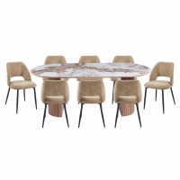 ΣΕΤ ΤΡΑΠΕΖΑΡΙΑΣ 9ΤΜΧ MARBLEX HM11391 ΚΕΡΑΜΙΚΟ TOP PANDORA--ΚΑΡΕΚΛΕΣ ΜΕ ΥΦΑΣΜΑ TAUPE