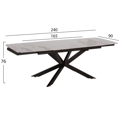 ΤΡΑΠΕΖΙ ΕΠΕΚΤΕΙΝΟΜΕΝΟ AIRA HM18411 ΚΕΡΑΜΙΚΟ TOP ΣΕ ΛΕΥΚΟ/ΚΑΦΕ ΜΑΡΜΑΡΟ 165/240x90x76Υεκ