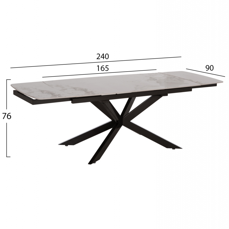 ΤΡΑΠΕΖΙ ΕΠΕΚΤΕΙΝΟΜΕΝΟ AIRA HM18411 ΚΕΡΑΜΙΚΟ TOP ΣΕ ΛΕΥΚΟ/ΚΑΦΕ ΜΑΡΜΑΡΟ 165/240x90x76Υεκ