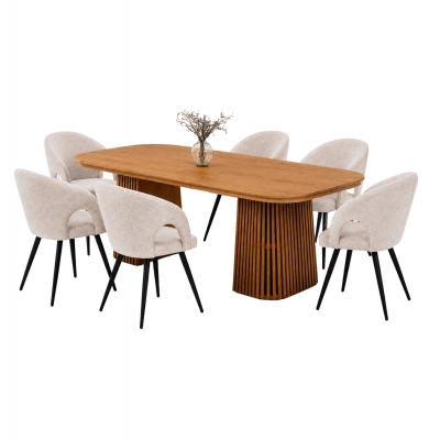 ΣΕΤ ΤΡΑΠΕΖΑΡΙΑΣ 7ΤΜΧ ΕΠΕΚΤΕΙΝΟΜΕΝΟ CORNEL HM12107.02 MDF--ΥΦΑΣΜΑ ΜΠΕΖ