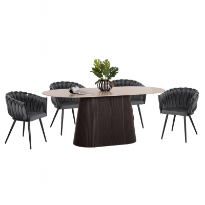 ΣΕΤ ΤΡΑΠΕΖΑΡΙΑΣ 5ΤΜΧ CATER HM12118.01 ΚΕΡΑΜΙΚΟ TOP ΟΒΑΛ--ΓΚΡΙ ΒΕΛΟΥΔΟ