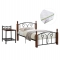 ΣΕΤ ΥΠΝΟΔΩΜΑΤΙΟΥ ΜΕ ΣΤΡΩΜΑ 3ΤΜΧ HM11217 RUBBERWOOD-ΜΕΤΑΛΛΟ