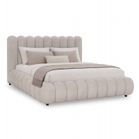 ΚΡΕΒΑΤΙ ΥΠΕΡΔΙΠΛΟ BUBBLE SM758.03 ΜΠΕΖ CHENILLE ΥΦΑΣΜΑ ΓΙΑ ΣΤΡΩΜΑ 180x200εκ