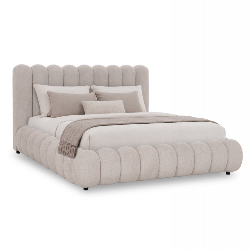 ΚΡΕΒΑΤΙ ΥΠΕΡΔΙΠΛΟ BUBBLE SM758.03 ΜΠΕΖ CHENILLE ΥΦΑΣΜΑ ΓΙΑ ΣΤΡΩΜΑ 180x200εκ