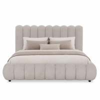 ΚΡΕΒΑΤΙ ΥΠΕΡΔΙΠΛΟ BUBBLE SM758.03 ΜΠΕΖ CHENILLE ΥΦΑΣΜΑ ΓΙΑ ΣΤΡΩΜΑ 180x200εκ