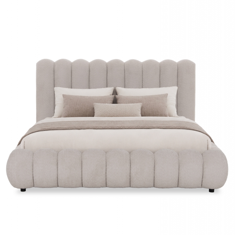 ΚΡΕΒΑΤΙ ΥΠΕΡΔΙΠΛΟ BUBBLE SM758.03 ΜΠΕΖ CHENILLE ΥΦΑΣΜΑ ΓΙΑ ΣΤΡΩΜΑ 180x200εκ