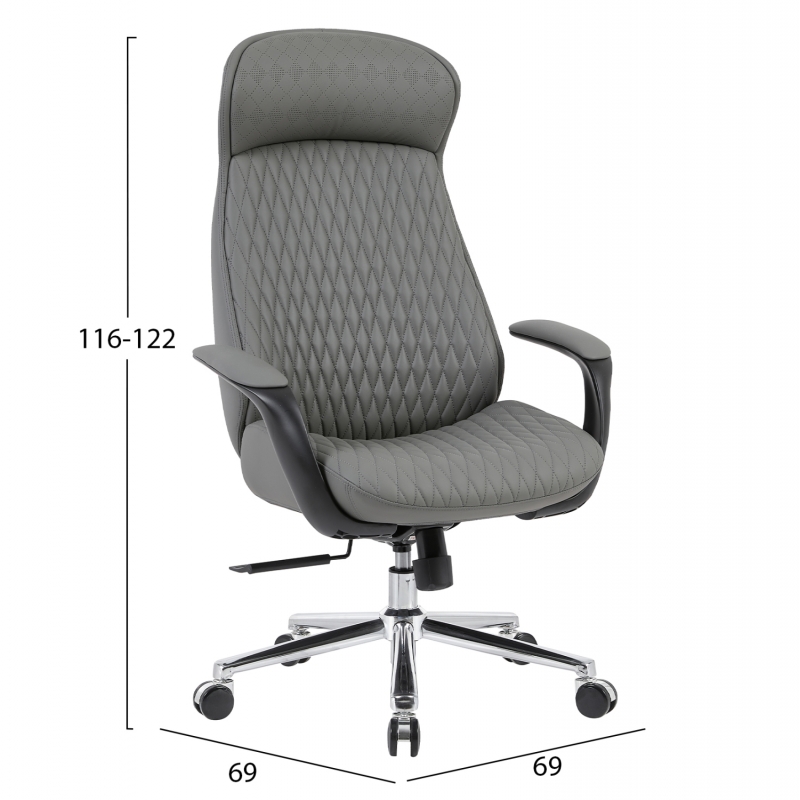 ΚΑΡΕΚΛΑ ΓΡΑΦΕΙΟΥ VELUM HM1233.10 ΓΚΡΙ PU--ΒΑΣΗ ΧΡΩΜΙΟΥ 71x69x116-122Υεκ.