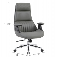 ΚΑΡΕΚΛΑ ΓΡΑΦΕΙΟΥ HM1234.10 ΓΚΡΙ PU--ΒΑΣΗ ΧΡΩΜΙΟΥ 73x70x115-121Υεκ.