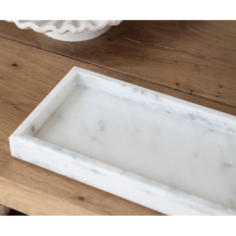 Andrea House - Μαρμάρινος Παραλληλόγραμμος Δίσκος White 30x13cm