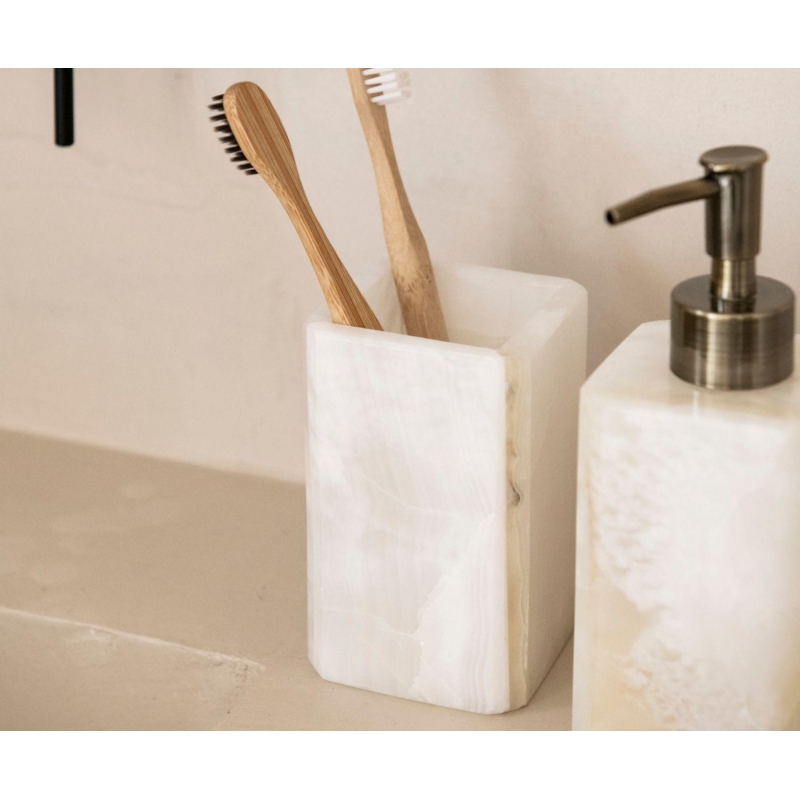 Andrea House - Μαρμάρινο Ποτηράκι Για Οδοντόβουρτσες White/Beige Marble Andrea House - Μαρμάρινο Ποτηράκι Για Οδοντόβουρτσες White/Beige Marble