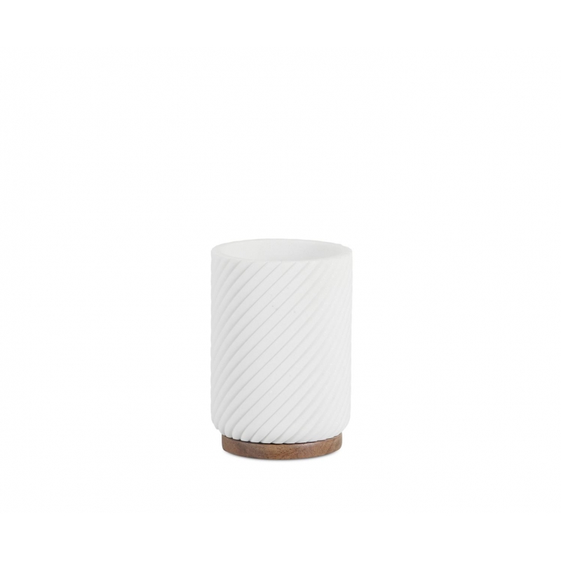 Andrea House - Ποτηράκι Για Οδοντόβουρτσες Polyresin Stripes Acacia Wood Andrea House - Ποτηράκι Για Οδοντόβουρτσες Polyresin Stripes Acacia Wood