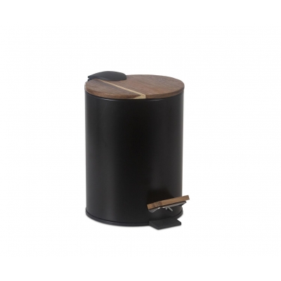Andrea House - Κάδος Μπάνιου Black Metal Acacia 5L