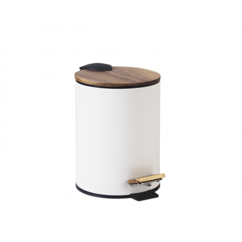 Andrea House - Κάδος Μπάνιου White Metal Acacia 5L Andrea House - Κάδος Μπάνιου White Metal Acacia 5L