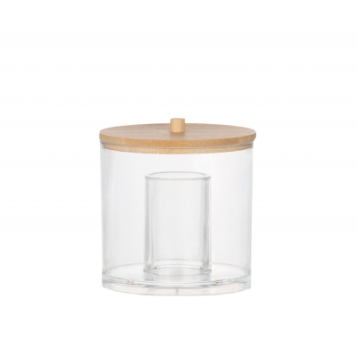 Andrea House - Ακρυλικό Κουτί Αποθήκευσης Μπάνιου 2 Θέσεων Με Καπάκι Bamboo