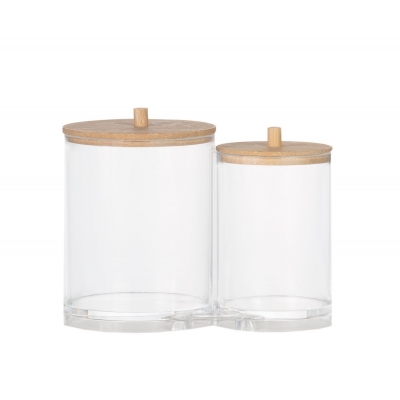 Andrea House - Διπλό Ακρυλικό Κουτί Αποθήκευσης Μπάνιου Με Καπάκια Bamboo