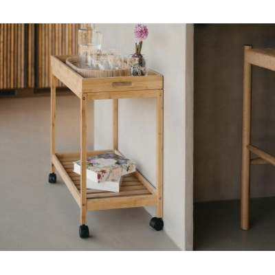 Andrea House - Τρόλει Κουζίνας 2 Επιπέδων Με Αφαιρούμενο Δίσκο Bamboo Andrea House - Τρόλει Κουζίνας 2 Επιπέδων Με Αφαιρούμενο Δίσκο Bamboo