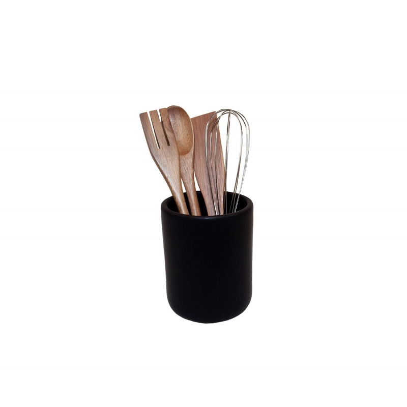 Andrea House - Θήκη Για Κουτάλες Ceramic Black Με 4 Εργαλεία Κουζίνας Andrea House - Θήκη Για Κουτάλες Ceramic Black Με 4 Εργαλεία Κουζίνας