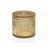 Andrea House - Γυάλινο Κουτί Μπάνιου Yellow Glass Ø10,5cm