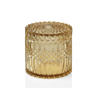 Andrea House - Γυάλινο Κουτί Μπάνιου Yellow Glass Ø10,5cm