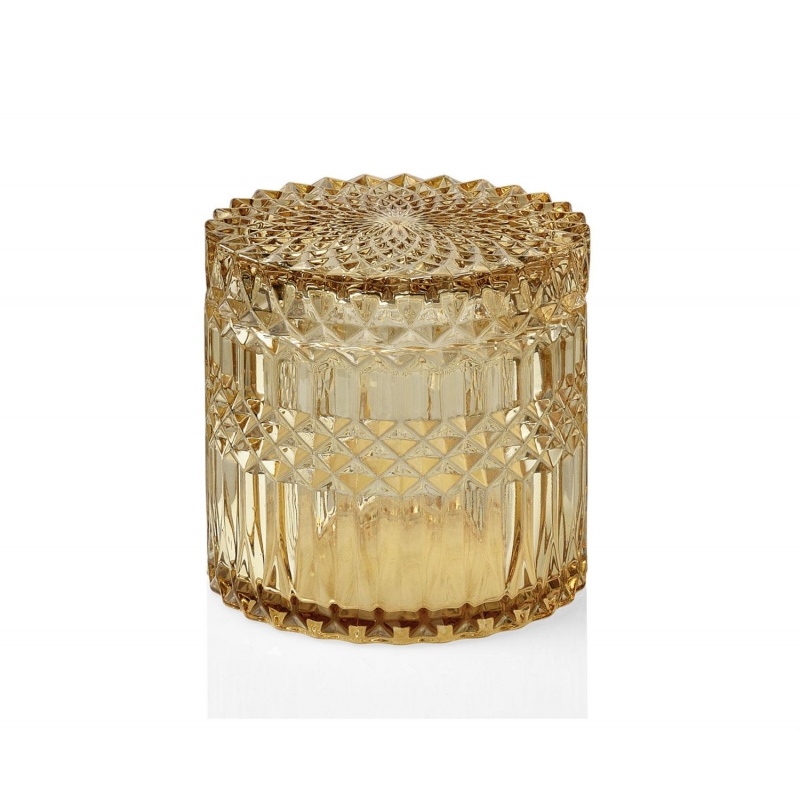 Andrea House - Γυάλινο Κουτί Μπάνιου Yellow Glass Ø10,5cm