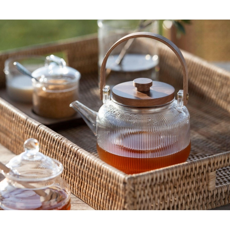 Andrea House - Γυάλινη Τσαγιέρα Με Φίλτρο Acacia 1L