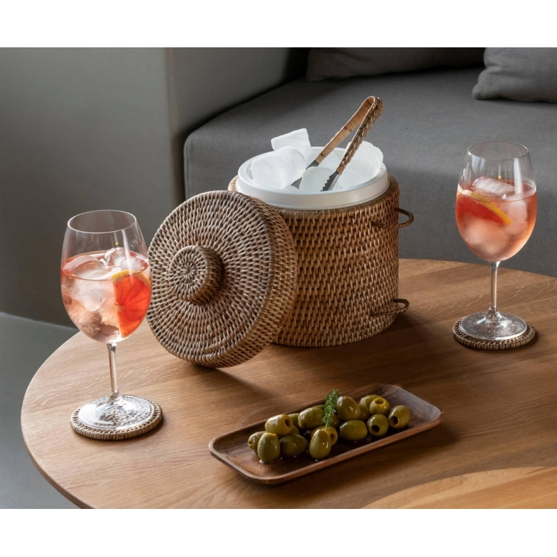 Andrea House - Θήκη Για Παγάκια Με Λαβίδα Rattan Ø20 Andrea House - Θήκη Για Παγάκια Με Λαβίδα Rattan Ø20