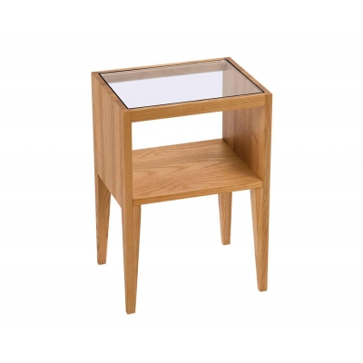 Andrea House - Κομοδίνο Με Ράφι Ash Wood/Glass