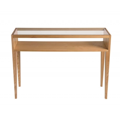 Andrea House - Κονσόλα Με Ράφι Ash Wood/Glass