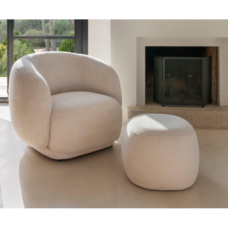 Andrea House - Πουφ Audry White D50cm Andrea House - Πουφ Audry White D50cm