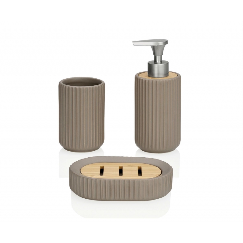 Andrea House - Ποτηράκι Για Οδοντόβουρτσες Stripe Ceramic Beige Andrea House - Ποτηράκι Για Οδοντόβουρτσες Stripe Ceramic Beige