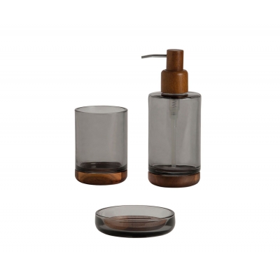 Andrea House - Ποτηράκι Για Οδοντόβουρτσες Grey Glass Acacia Andrea House - Ποτηράκι Για Οδοντόβουρτσες Grey Glass Acacia