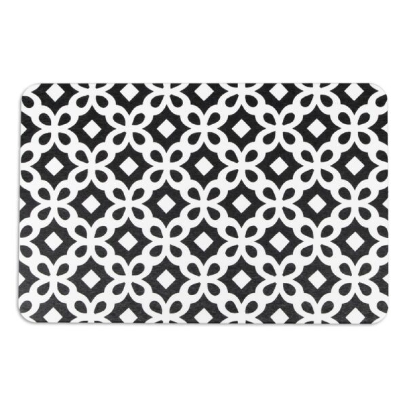 Artsy Mats - Αντιολισθητικό Πατάκι Μπάνιου Black Pattern White Stone 39x60cm