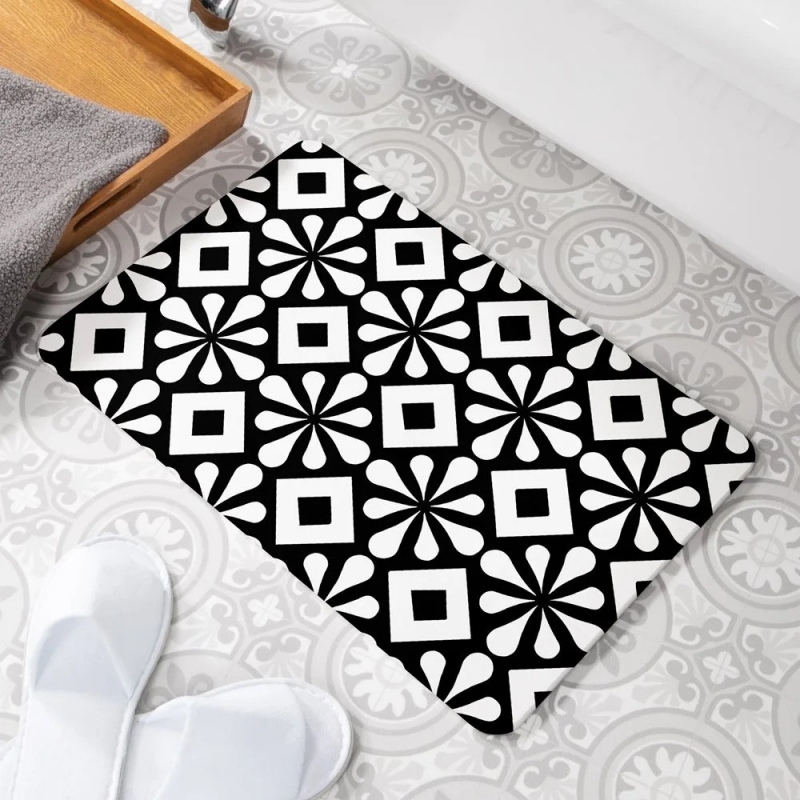 Artsy Mats - Αντιολισθητικό Πατάκι Μπάνιου Square Pattern White Stone 39x60cm Artsy Mats - Αντιολισθητικό Πατάκι Μπάνιου Square Pattern White Stone 39x60cm