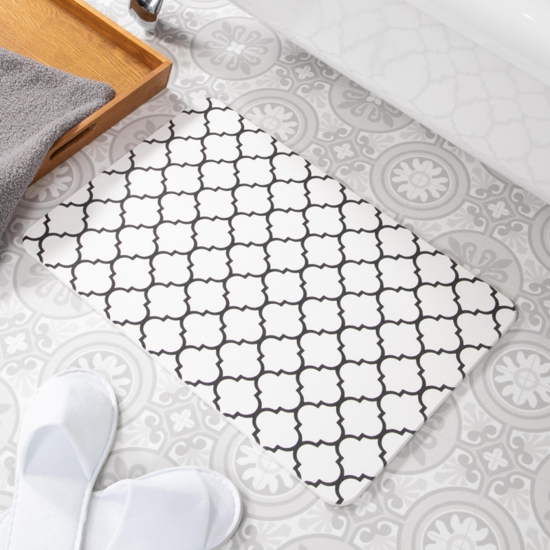 Artsy Mats - Αντιολισθητικό Πατάκι Μπάνιου BlackTrellis White Stone 39x60cm Artsy Mats - Αντιολισθητικό Πατάκι Μπάνιου BlackTrellis White Stone 39x60cm