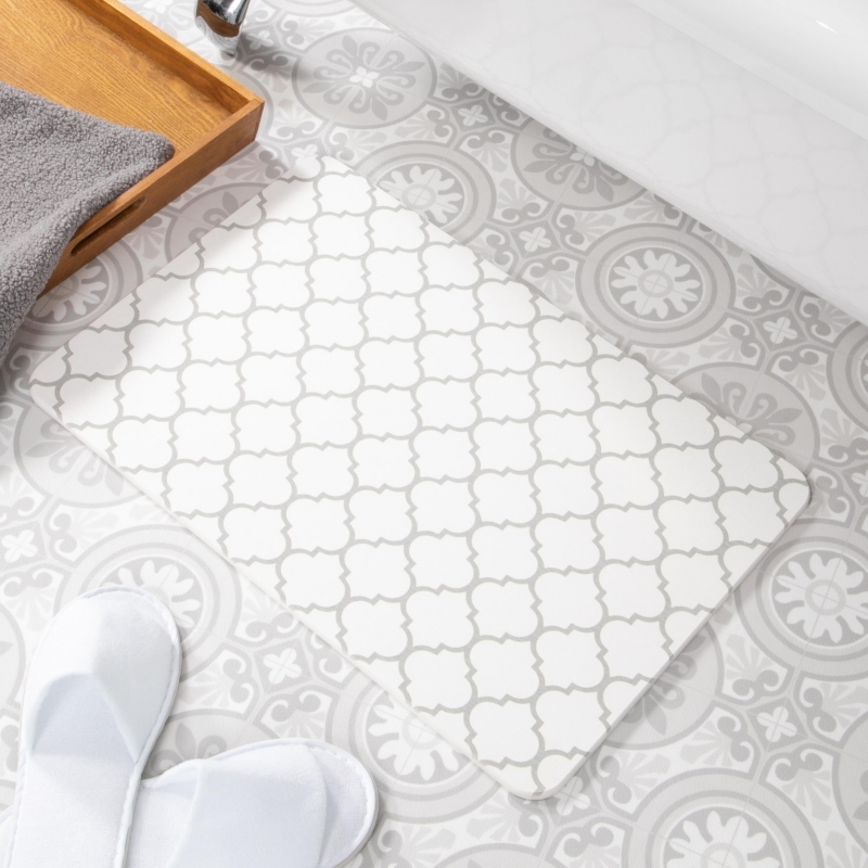 Artsy Mats - Αντιολισθητικό Πατάκι Μπάνιου Grey Trellis White Stone 39x60cm